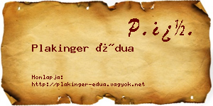 Plakinger Édua névjegykártya